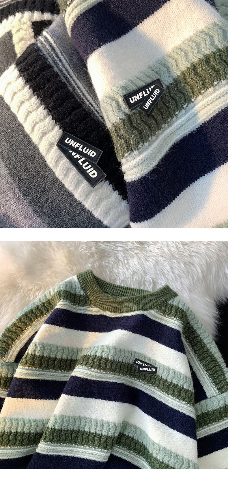 Gestreifter Herren-Strickpullover – Oversized-Pullover im Hip-Hop-Stil mit Color-Blocking-Design, weiches und atmungsaktives Material für lässige Winterkleidung_voghion.com