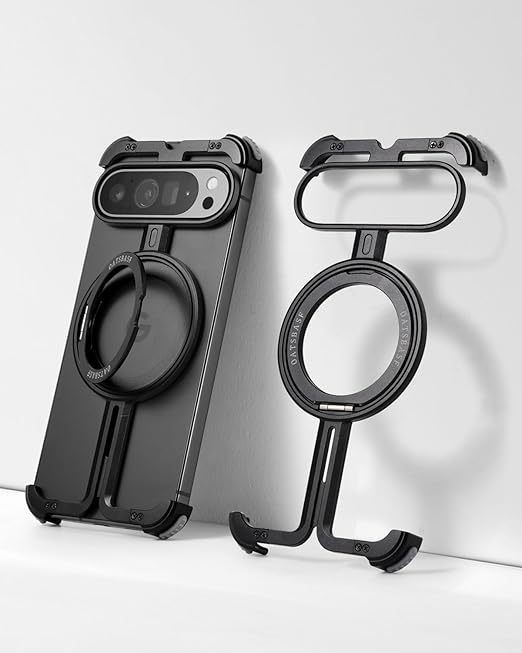 Applicable To Google Pixel 9proXL/Fold/9Pro/9 Mobile Phone Case, Metal Hollow Magnetic Bracket Protective Case_voghion.com