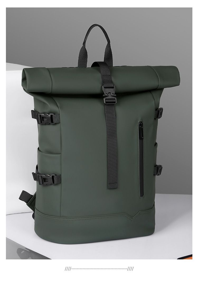 Zaino arrotolabile di tendenza alla moda, zaino da viaggio di grande capacità da uomo, borsa per computer, borsa da scuola per studenti universitari da uomo_voghion.com