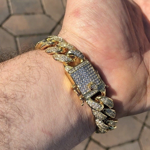 Minimalist Fashion Full Diamond Cuban INS Style Hip-Hop Geometric Punk Trendy Brand Bracelet_voghion.com