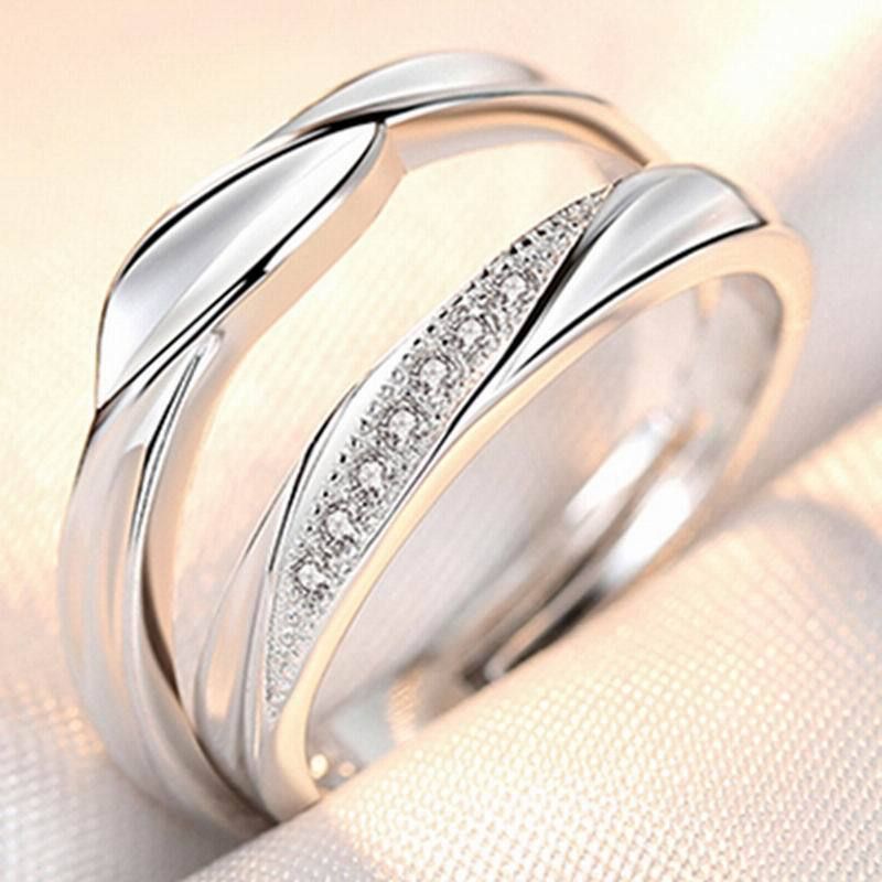 Paarring Weißgold Paarring Festivalschmuck Einfaches Valentinstags-Geburtstagsgeschenk_voghion.com
