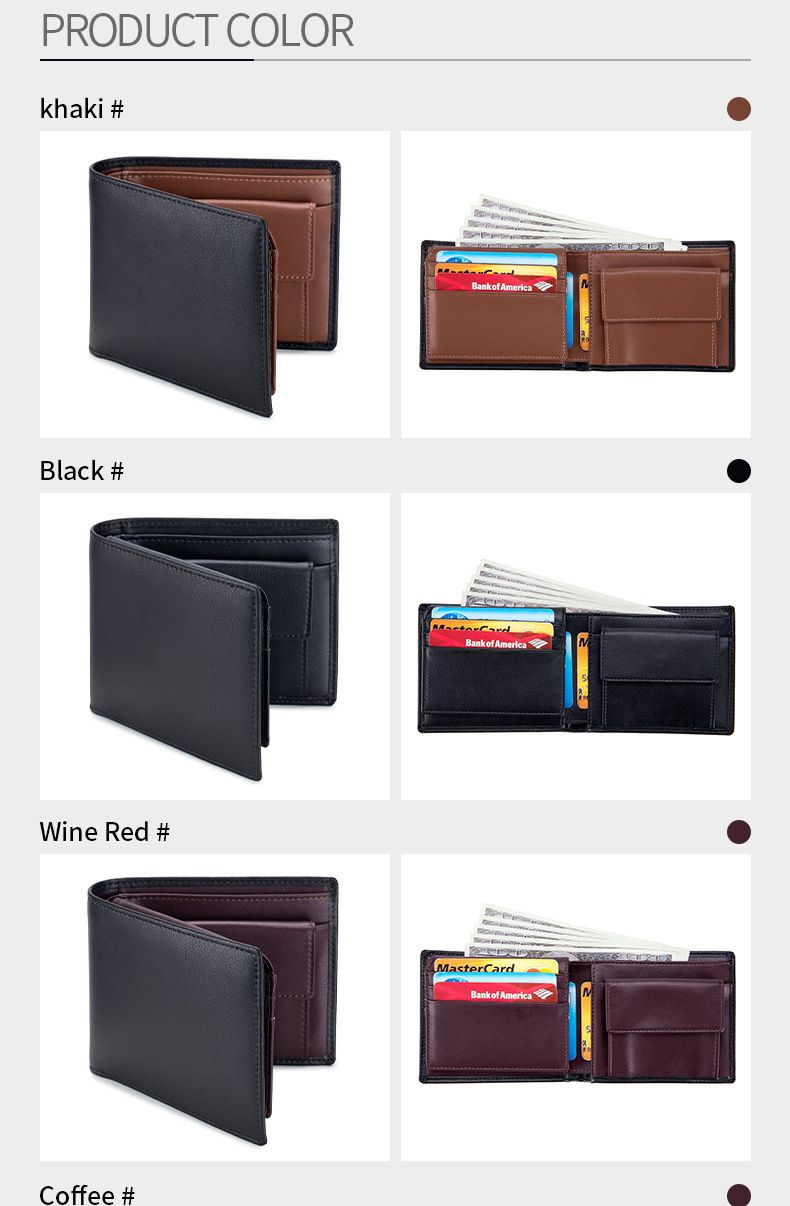Leather Men's Money Clip Short Three Fold Wallet Rfid Anti-theft Wallet_voghion.com