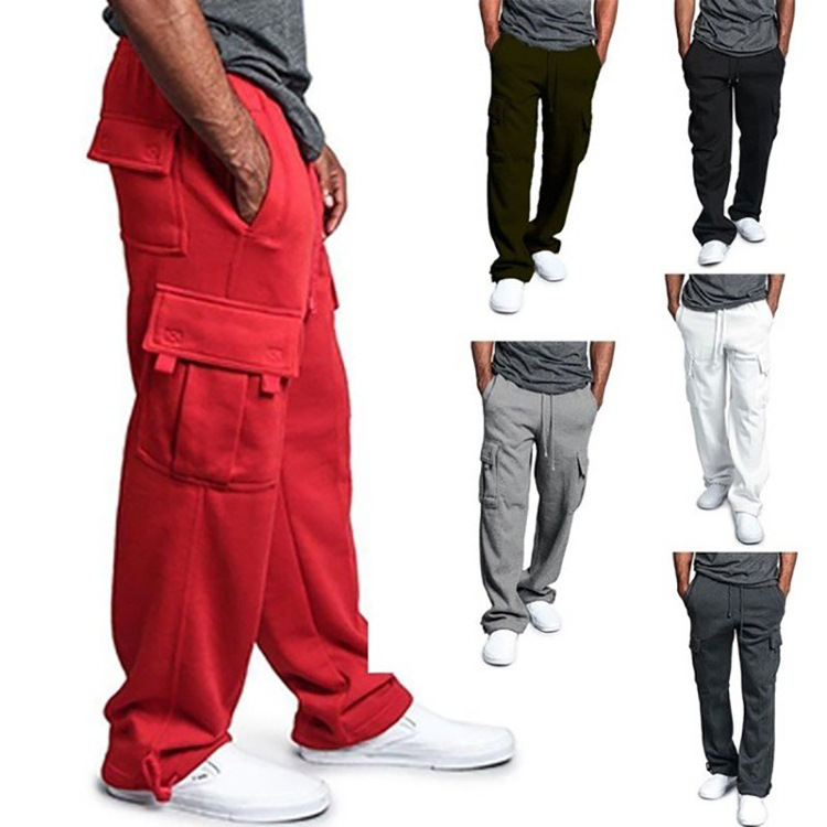 Men's new multi-pocket overalls men's sports trousers_voghion.com