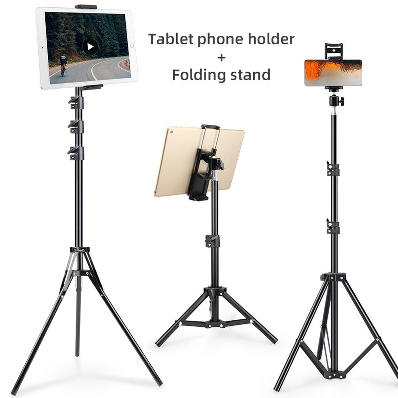 150/200cm For And Phone Aluminum Tripod Floor IPad Tripod Stand With Smartphone & Tablet Holder Mount_voghion.com