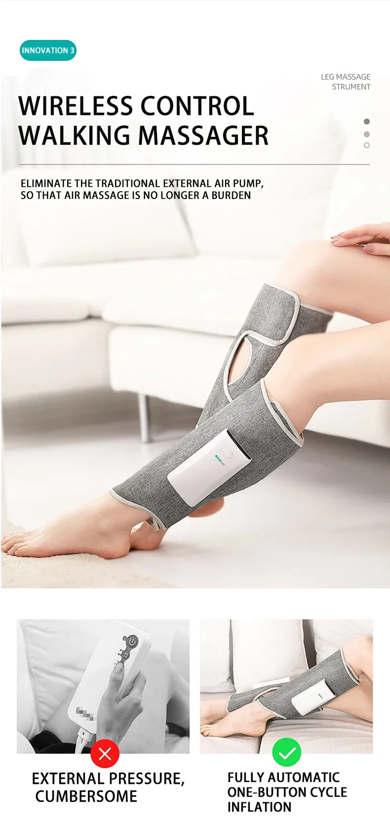 Massaggiatore wireless Full Wrap Vene Varicose Compressione Gambe Massaggio Air Wave Pressing Massageador Muscolare_voghion.com