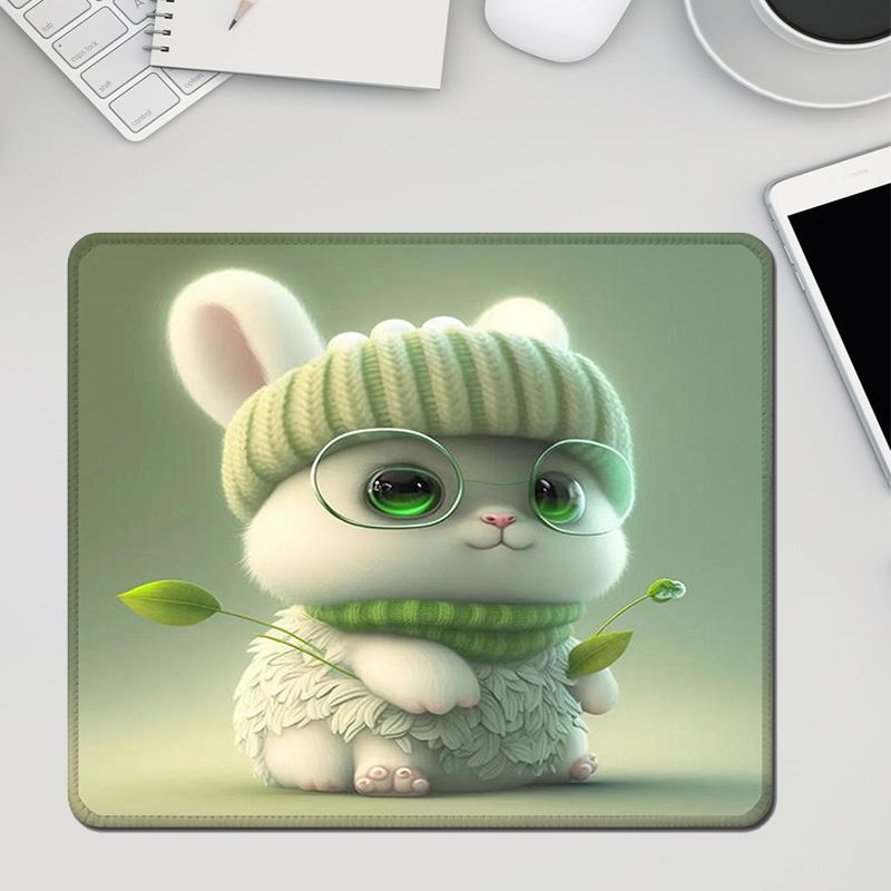 Tappetino per mouse di qualità imbattibile, di piccole dimensioni, per Capodanno, ragazzi e ragazze, simpatico cartone animato coniglio, creativo, per ufficio, tastiera del computer, scrivania._voghion.com