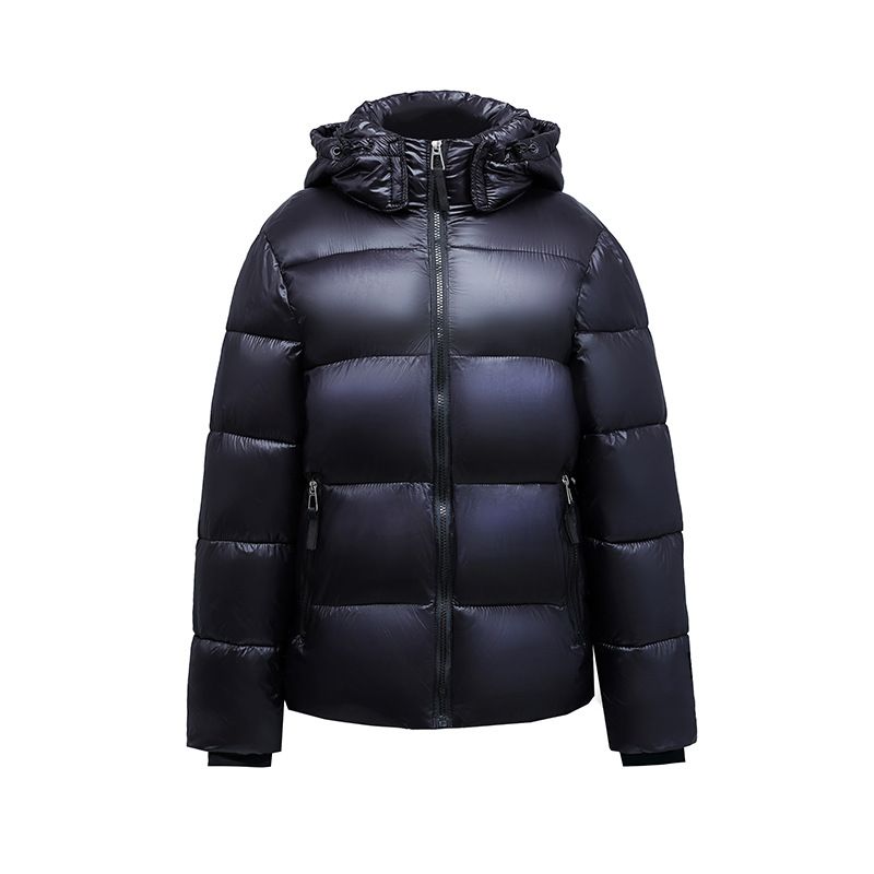 Dames zwarte goudkleurige gewatteerde jas met capuchon, korte winterjas, warme fleecevoering, losse pasvorm, dikke bovenkleding in grote maten_voghion.com