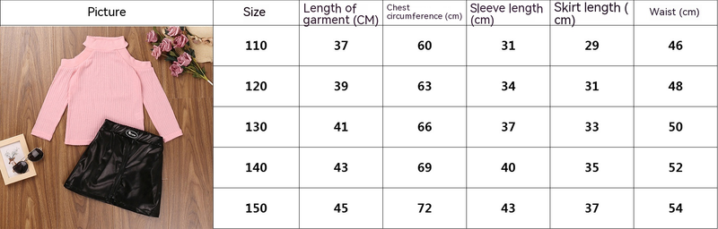 2024 Nuovo set primaverile da ragazza a maniche lunghe lavorato a maglia con gonna in pelle a metà corpo, abbigliamento per bambini_voghion.com