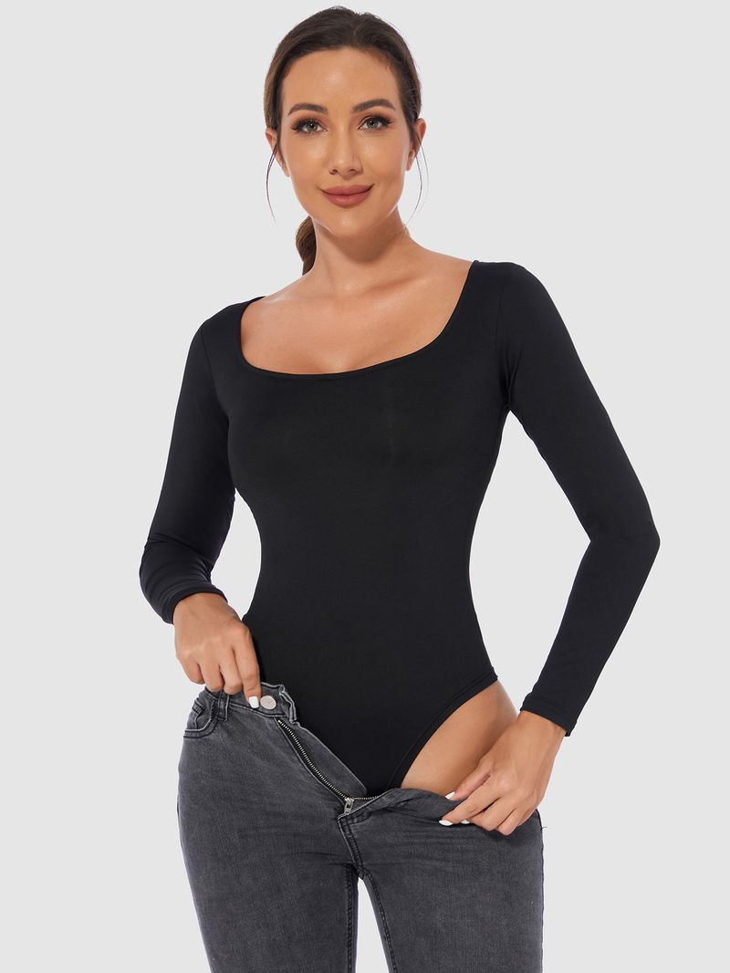 Maglietta a maniche lunghe con cerniera, vestibilità aderente, tinta unita, taglie forti, tuta da donna, comoda e traspirante._voghion.com