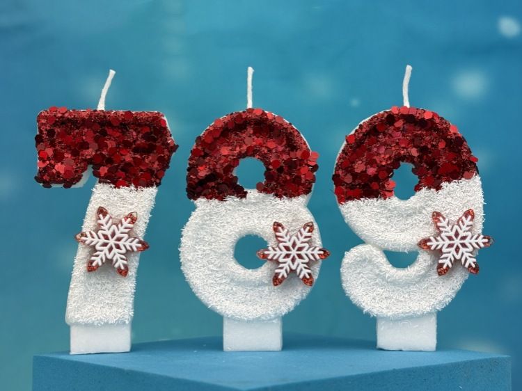 Creative Ice Snow Digital Cake Party Decoration Birthday Celebration Candle DIY Red And White Snowflake_voghion.com