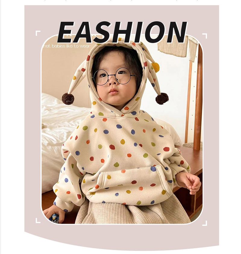 26102 Nancy Autunno/Inverno Nuova Edizione Coreana Felpa con Cappuccio da Clown in Grano Australiano Double Face per Bambini_voghion.com