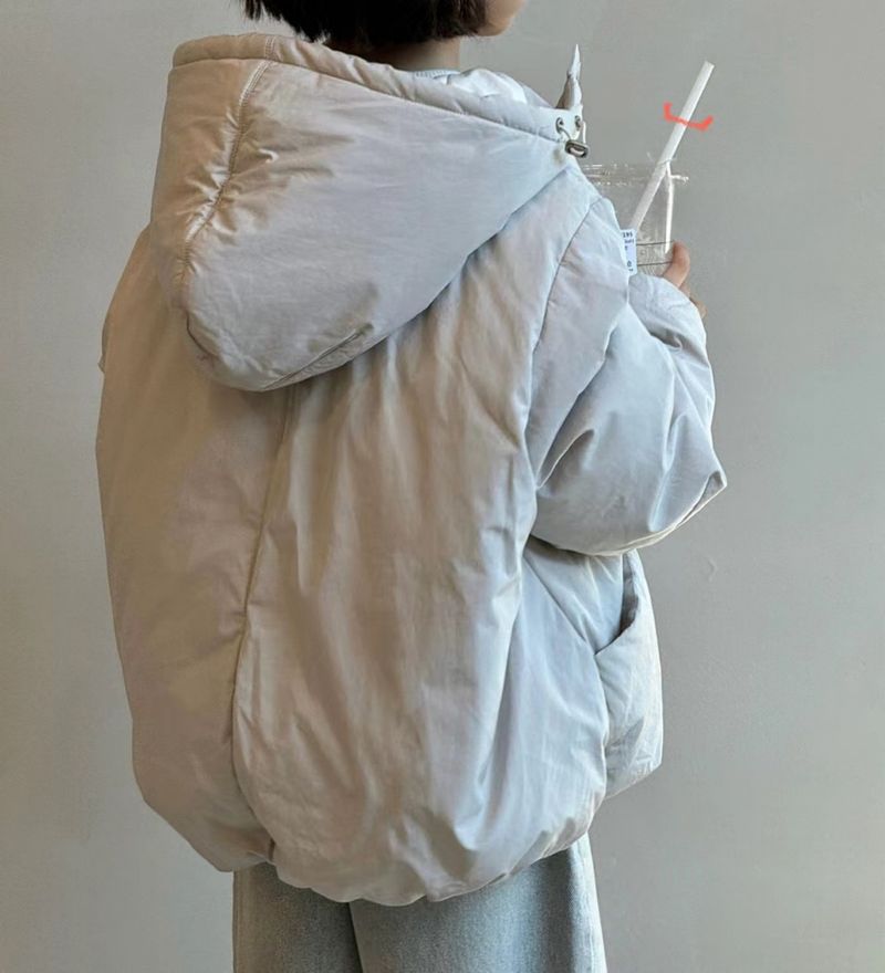 2025 Winter Neue Gepolsterte Pullover Unten Baumwolle Jacke Mit Kapuze Beiläufige Lose Dünne Dicke Warme Langarm Jacke_voghion.com