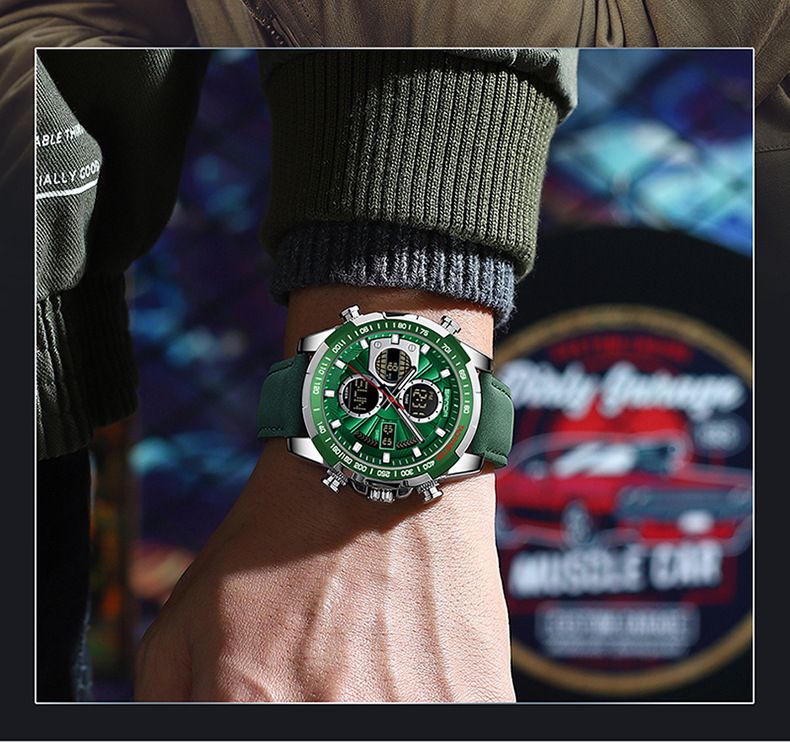 Men's Multi-Function Digital Watch With Interchangeable Straps - Waterproof, Luminous, Triple Time Zones, Stopwatch, Alarm, Calendar Round Dial Watch_voghion.com