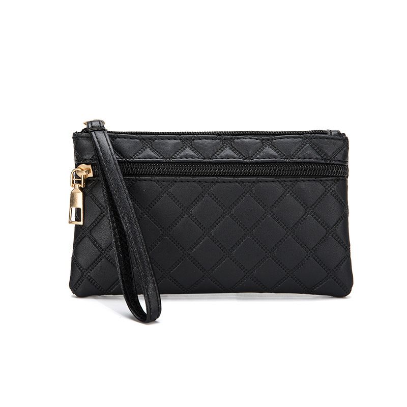Nuovo portafoglio trapuntato per donna, stile lungo, pochette alla moda casual di grande capacità con doppia cerniera, porta telefono e porta monete_voghion.com