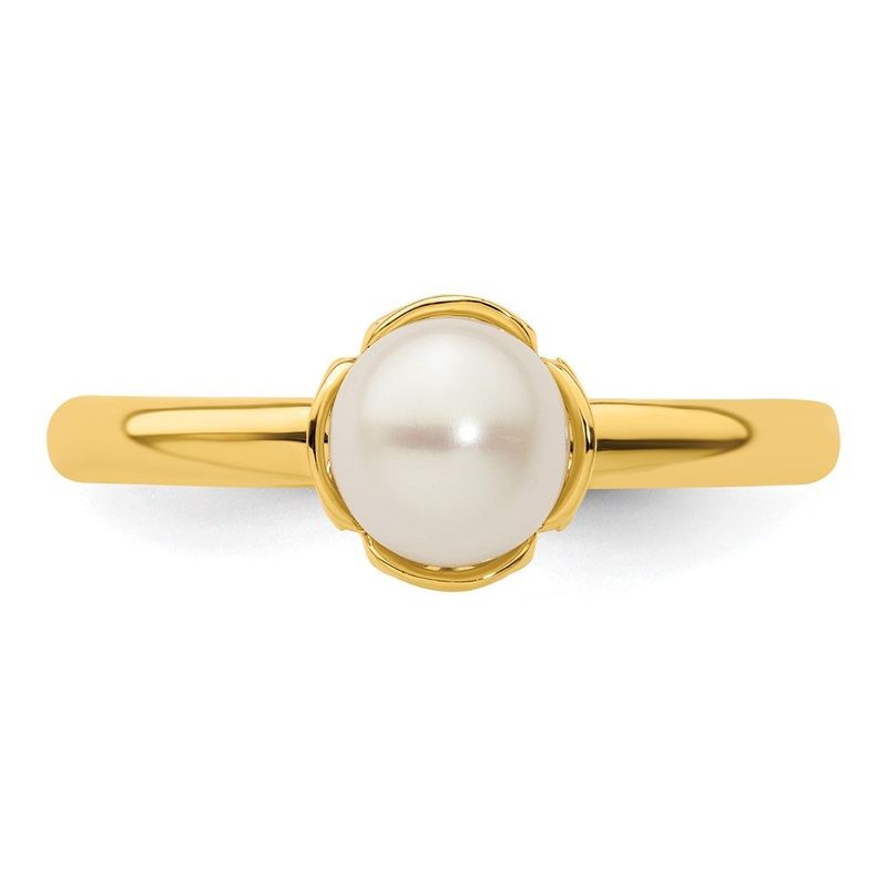 Sterling Silver Stack Exp. White FW Cultured Pearl Gold-plated Ring_voghion.com