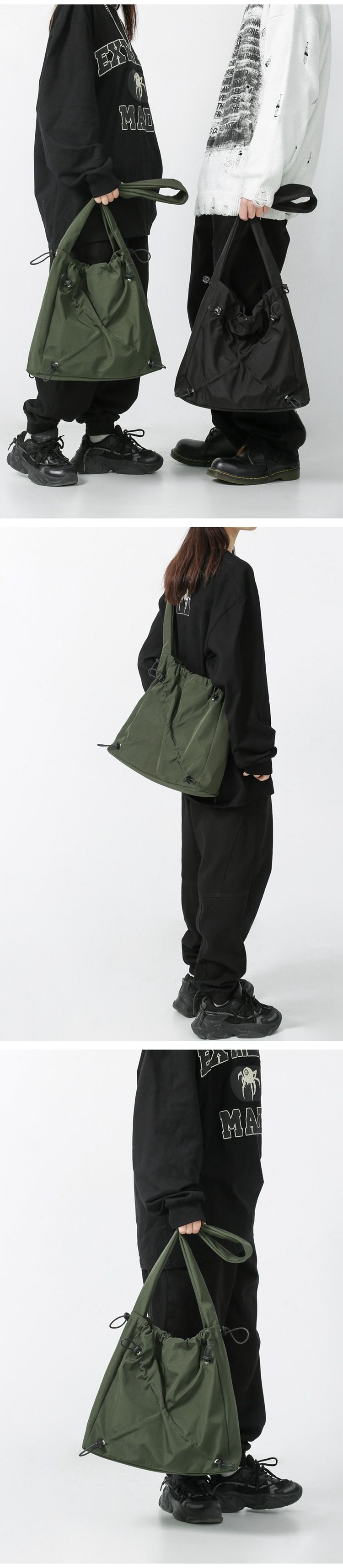 Borsa a tracolla da donna, borsa a tracolla da donna, nuova borsa a tracolla in tela con coulisse, grande capacità, primavera ed estate 2025, borsa a mano_voghion.com