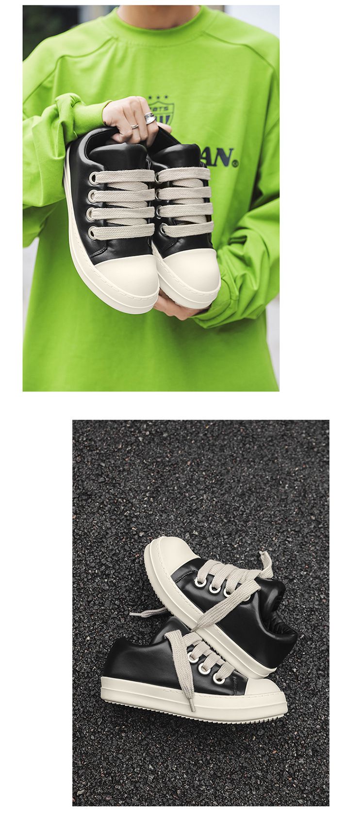 High Street Trendy Brand Fat Ding Low Top Board Bottom Thick Lace Versatile Casual Bread Shoes 6261-J_voghion.com