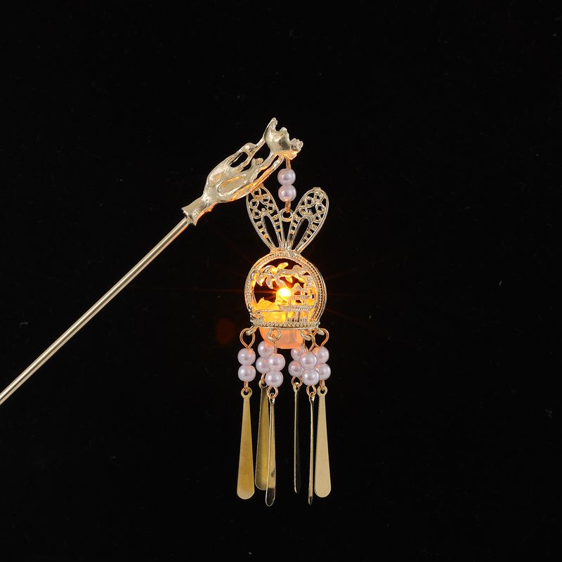 Lanterna da palazzo con nappa, forcina luminosa di alta qualità, ornamento per capelli Hanfu in stile antico da donna, nuovo accessorio versatile_voghion.com