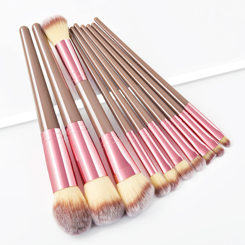 10 pcs makeup brushes, benzine gold, beauty tool set, brush set GUJHUI_voghion.com