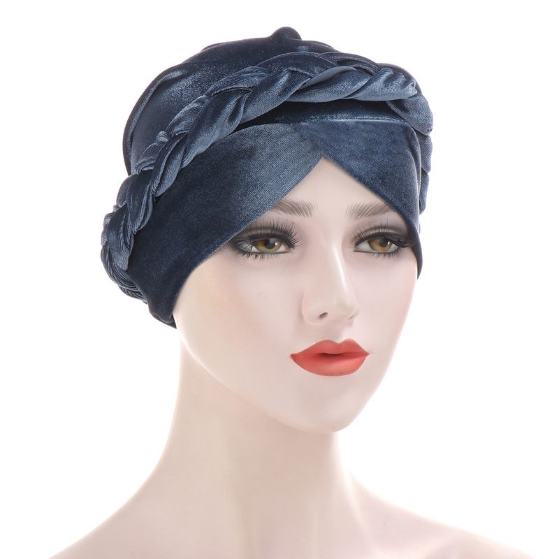 new turban hat multi-color velvet single color single braid hat  fashion pullover hat in stock_voghion.com