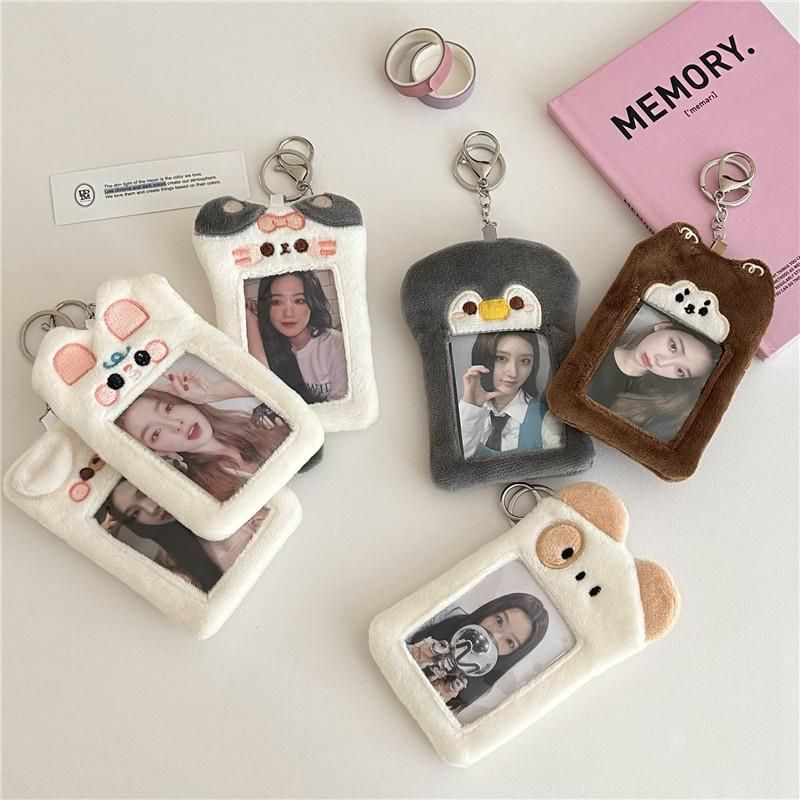 Bolsas femininas estilo original ins, filhote de cachorro fofo, porta-cartões de pelúcia, cartão de refeição do campus, cartão de ídolo, pingente para exibição de fotos_voghion.com