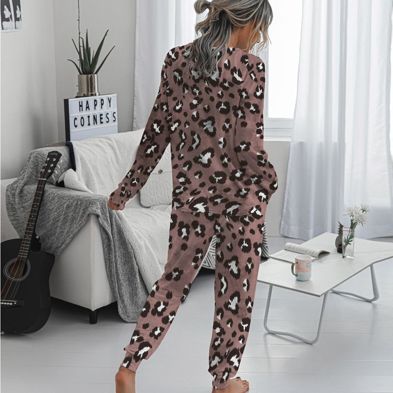 Christmas printed pullover home wear autumn and winter round neck long-sleeved two-piece suit for women_voghion.com
