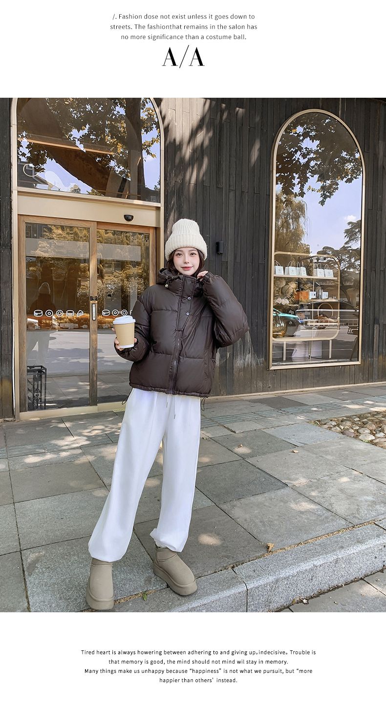 2024 New Live Streaming Student Thick Women's Short Stand Collar Bread Robe Cotton Jacket Autumn/Winter Loose Warm Coat_voghion.com