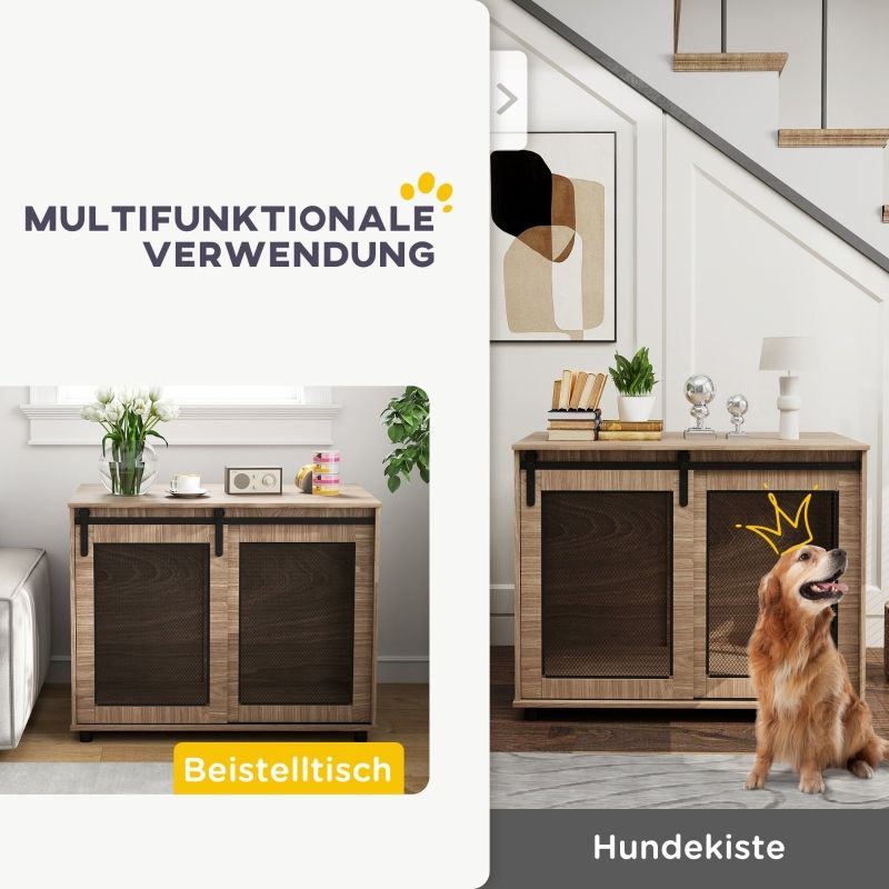 Hundebox Transportbox 98x78cm mit verschließbaren Türen, Hellbraun_voghion.com