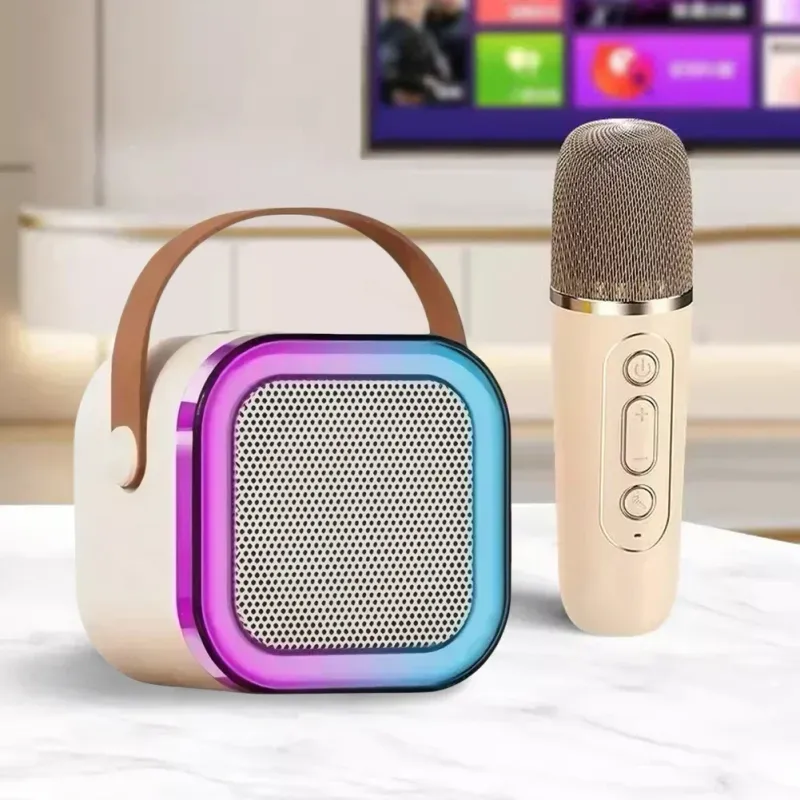 K12 Karaoke-Maschine Tragbares Bluetooth 5.3 PA-Lautsprechersystem mit 1-2 drahtlosen Mikrofonen für den Heim- und Familiengesang Kindergeschenke_voghion.com