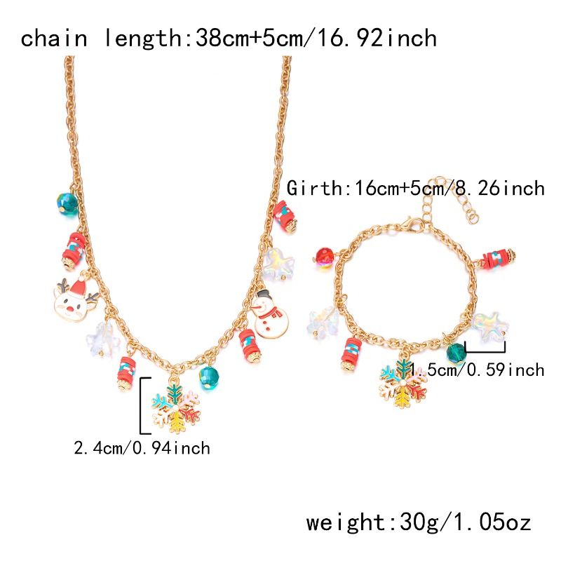 Set di collane natalizie a strati per donna, collane con ciondolo a forma di albero di Natale e fiocco di neve color oro, gioielli per le feste come regali per le feste di Natale._voghion.com