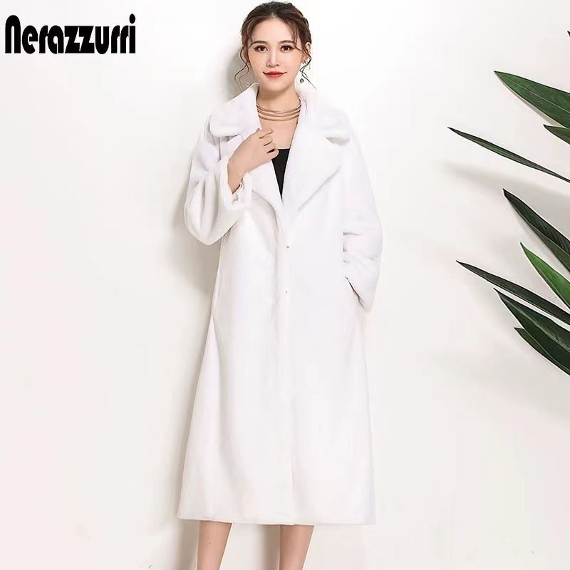 Damenmode-Anzugkragen-Langarmmantel aus Rex-Kaninchenfellimitat_voghion.com