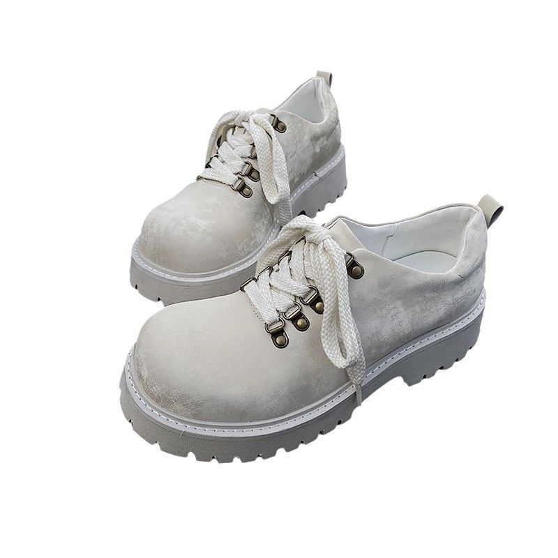 Height Increased By 5CM, Casual Derby Velvet Textured Leather Shoes, Lace Up Round Toe Thick Sole, All Season British_voghion.com
