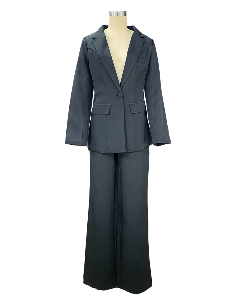 Tailleur pantalone dritto da donna alla moda a maniche lunghe_voghion.com