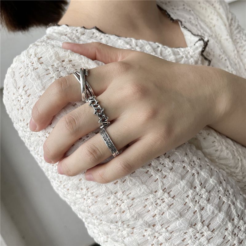 Damen-Schmuckset, modisch, Retro, schlicht, All-Match, alter Ziffernring, weiblicher Hip-Hop-Ins-Trend, Nischendesign, offener Zeigefingerring_voghion.com