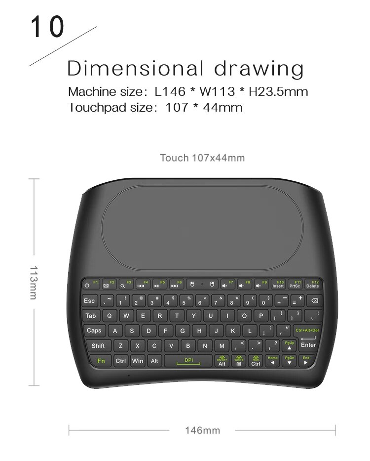D8 Wireless Mini English 2.4G Bluetooth 7 Color Backlight Air Mouse Touchpad Keyboard for Android TV_voghion.com