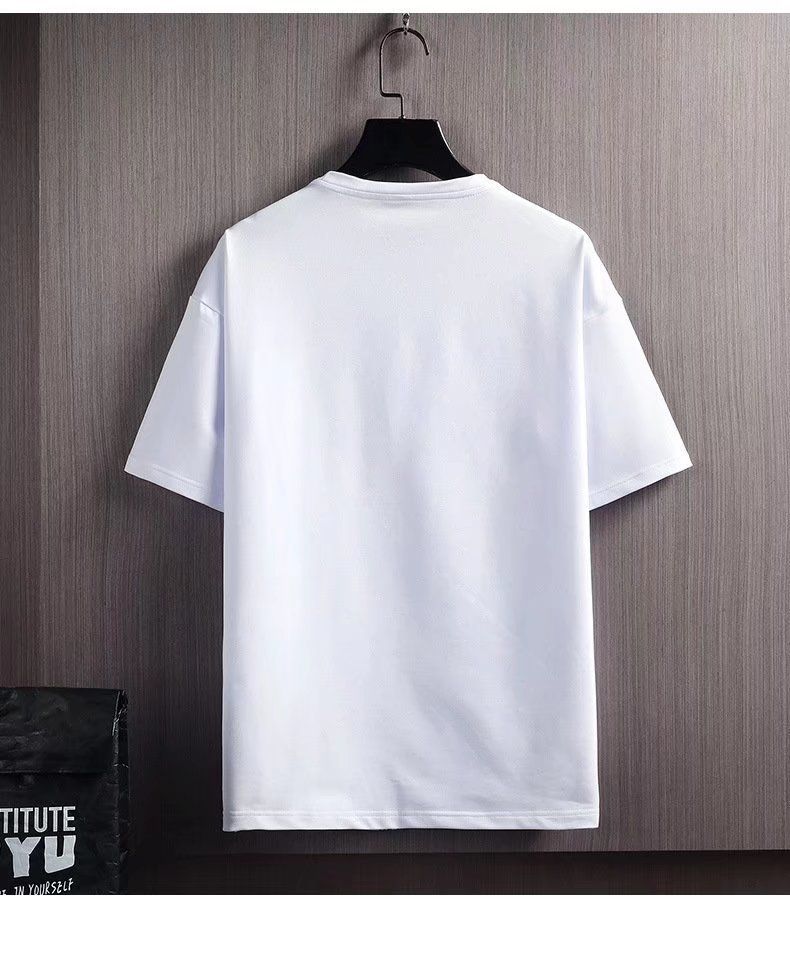 Sports and leisure suit for men in summer, thin, loose fit, plus size, snow mountain print short sleeved t-shirt with_voghion.com