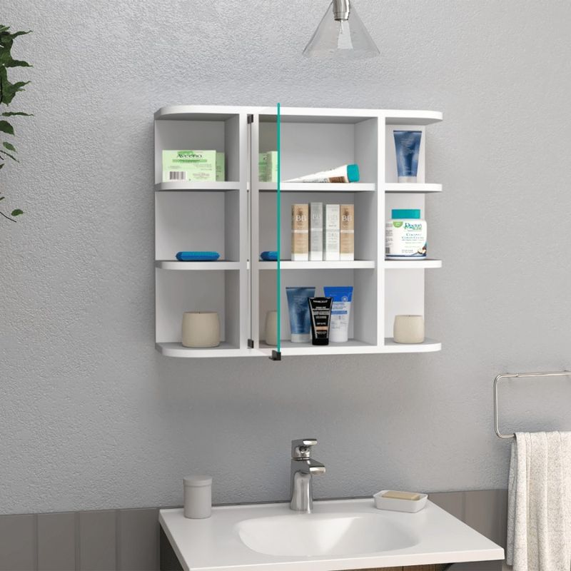 DEPOT Mobiletto interno bianco Roma Scaffali Sei ripiani Specchi Medicinali Tre Esterni ESHOP_voghion.com