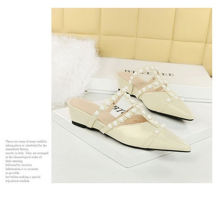 Pearl Chain Bag Head Drag, Comfortable And Versatile Outside Wear, High-end Temperament, One-pedal Women's Shoes_voghion.com