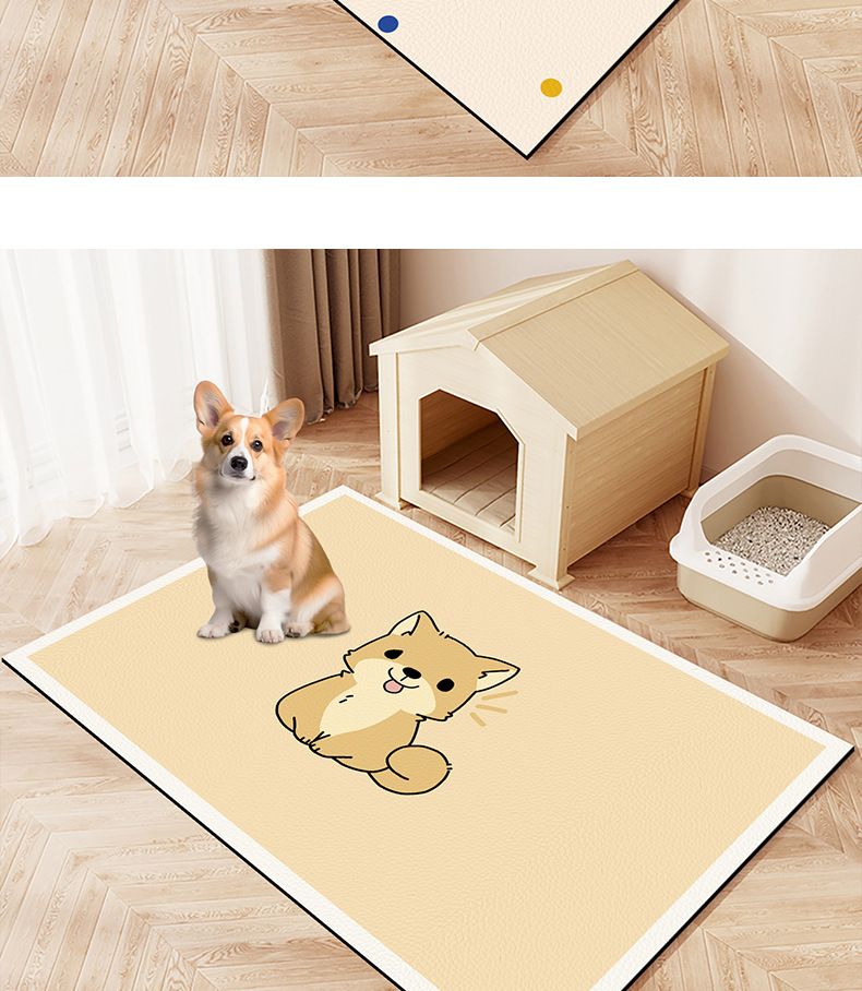 Rutschfeste PVC-Haustiermatte mit niedlichen Cartoon-Aufdrucken – wasserdicht, schmutzabweisend, leicht zu reinigen für Hunde und Katzen – Schutz für Zuhause, Käfig und Boden_voghion.com