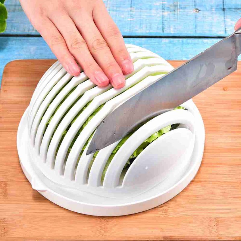 2Pcs Salad Cutter Cutting Bowl Cutting Vegetables Slice Cutting Fruit Salad Divider Dicing Cutter Artifact Tool Multi-function Cutter_voghion.com