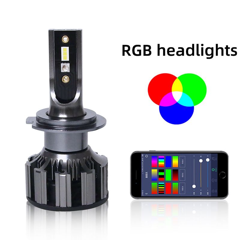 2x 90W H4 H7 LED Lampada per fari auto Halo H8 H9 H11 9005 9006 Lampadina per fari auto a LED RGB App Controllo Bluetooth_voghion.com