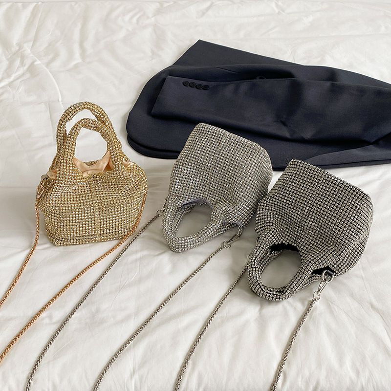 2025 New Fashion Women's With Rhinestones, Handheld Bag, Ins Internet Celebrity Versatile Chain Crossbody Bucket Bag_voghion.com