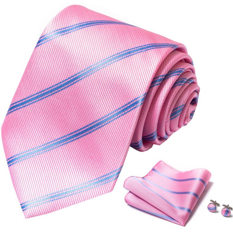 Corbata de seda de poliéster de alta calidad unisex para hombre, corbata formal de color sólido, bolsillo, toalla, gemelos, juego de jacquard_voghion.com