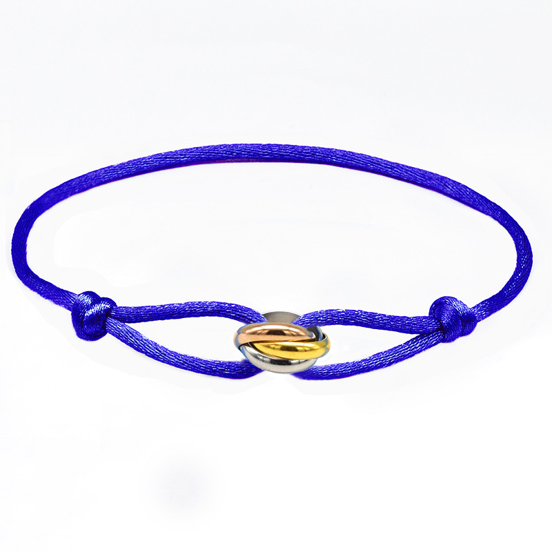 Designer Hand Woven Couple Stainless Steel DIY Bracelet With Three Color And Three Ring Adjustable Bracelet, Women's Fashionable Jewelry Accessories_voghion.com