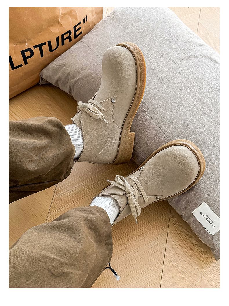 Bottes Martin japonaises rétro en velours de vache pour hommes, chaussures derby à grosse tête, bottes d'outillage courtes_voghion.com