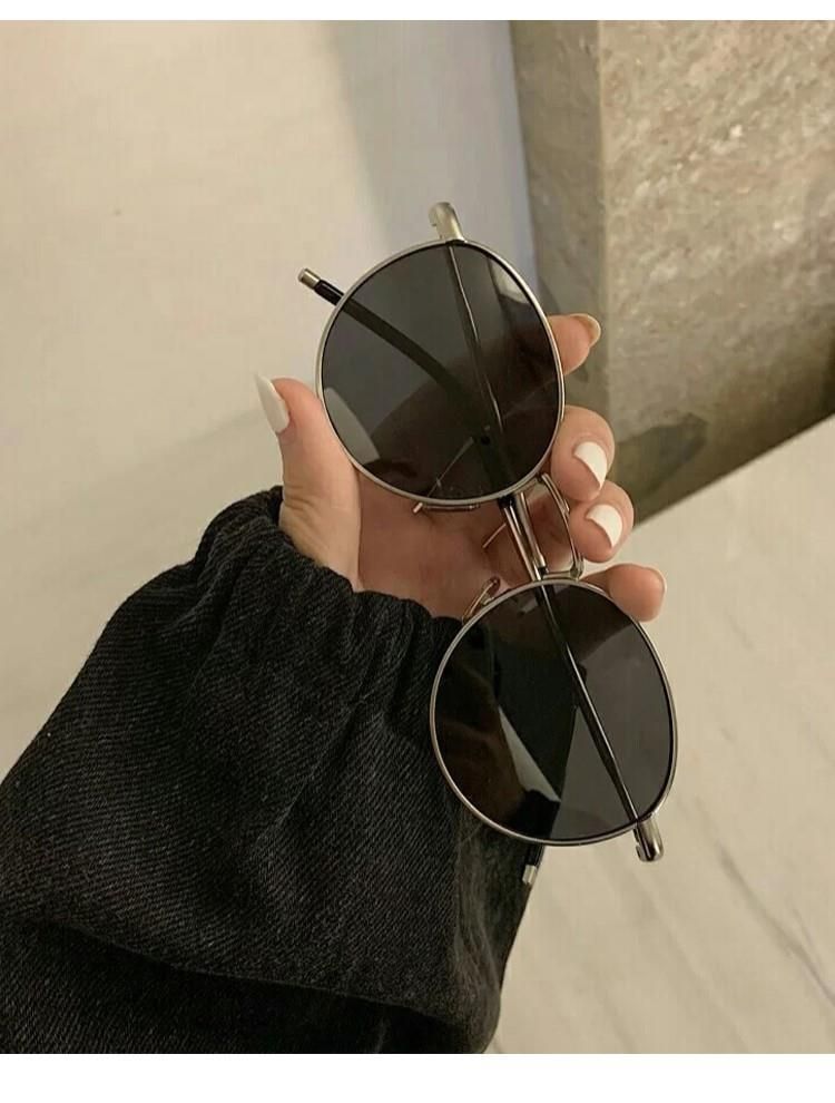 New Sunglasses Women's Summer Ins Street Shot Round Frame Glasses Korean Version Trendy Retro Sunglasses Small Face Sunscreen_voghion.com