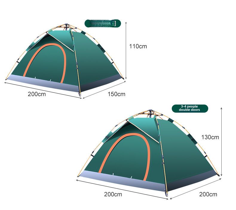 Buitenkampeertent 3-4 personen automatisch draagbaar opvouwbaar snel open kampeerzonwering wildernispark strandtent_voghion.com