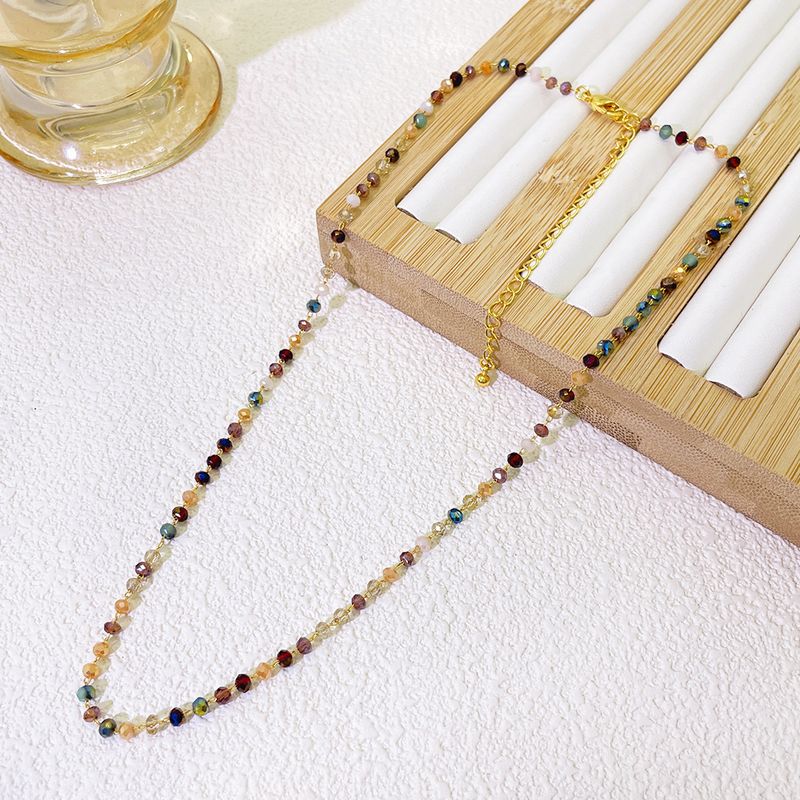 Nischendesign, buntes Glas, exquisite, ultrafeine Choker-Halskette, eleganter, glänzender Schmuck_voghion.com