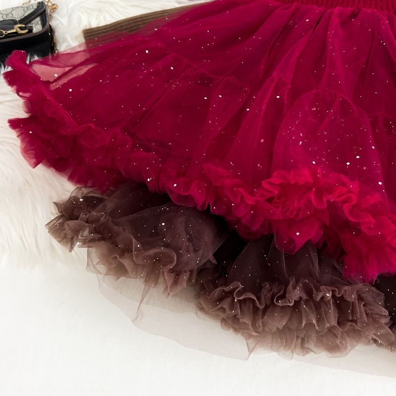 Mädchen Pullover Kleid Frühjahr Neue Stil Prinzessin Kleid Niedlich Gestrickte Tutu Rock Zwei Stück Set_voghion.com