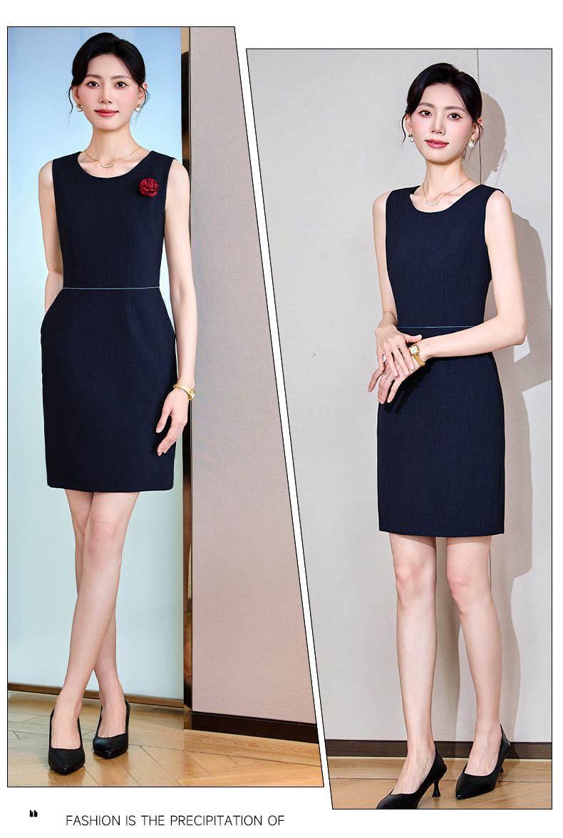 Grey Short Sleeved Suit Dress, Women's Summer New Style, Hotel Manager, Front Desk Reception, Jewelry Store Sales_voghion.com